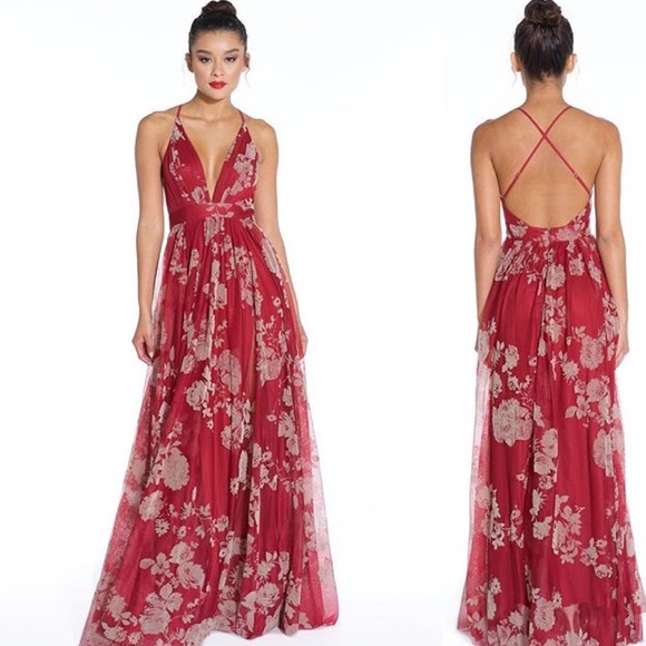 Almost gone. Wine velvet floral maxi M - Picture 3 of 4
